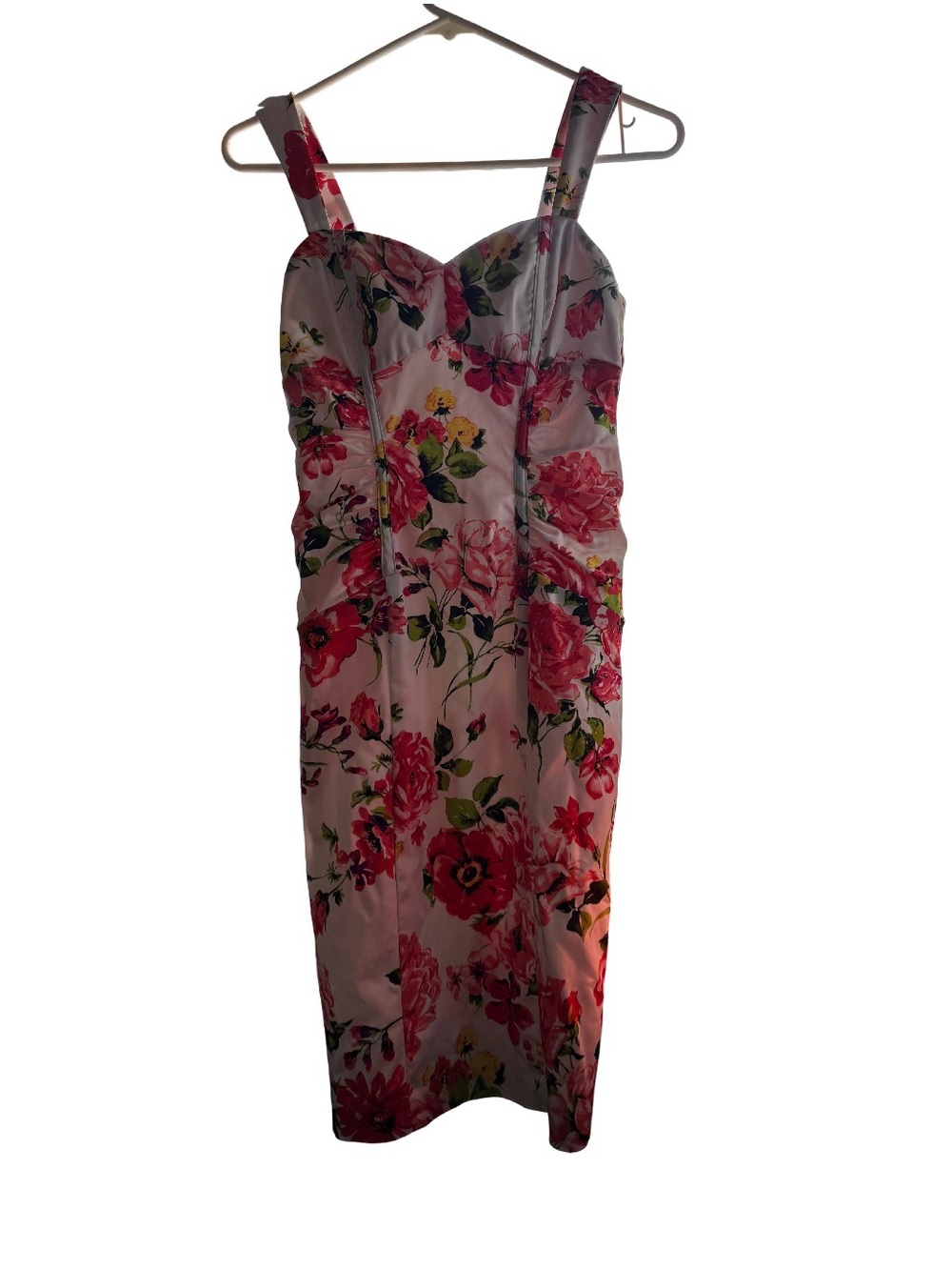 Cache Pink Floral Sweetheart Midi Dress